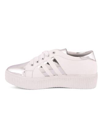 Women White Synthetic Leather Sneakers 3