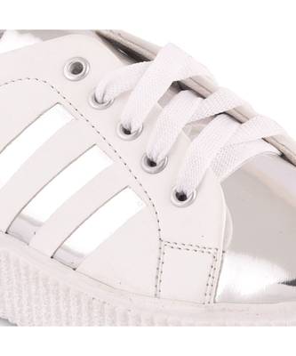 Women White Synthetic Leather Sneakers 4