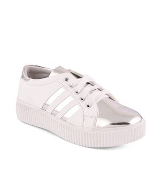 Women White Synthetic Leather Sneakers 5
