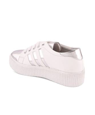 Women White Synthetic Leather Sneakers 8