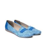 Women Blue Synthetic Leather Loafers