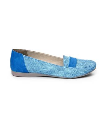 Women Blue Synthetic Leather Loafers 2