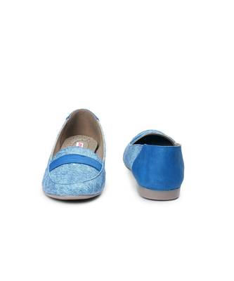 Women Blue Synthetic Leather Loafers 3