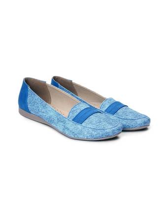 Women Blue Synthetic Leather Loafers 4