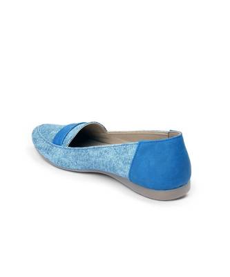 Women Blue Synthetic Leather Loafers 7