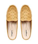 Women Synthetic Leather Slip-On Loafers -Beige