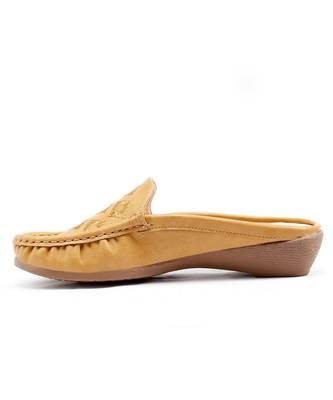 Women Synthetic Leather Slip-On Loafers -Beige 3