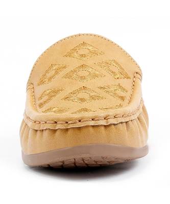 Women Synthetic Leather Slip-On Loafers -Beige 6