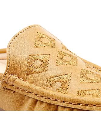 Women Synthetic Leather Slip-On Loafers -Beige 7