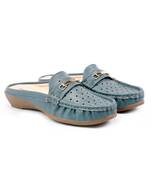 Women Synthetic Leather Slip-On Loafers -Blue