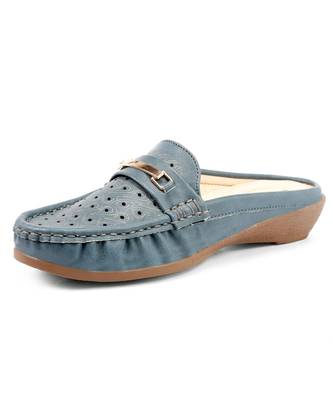 Women Synthetic Leather Slip-On Loafers -Blue 2