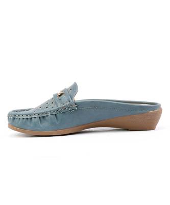 Women Synthetic Leather Slip-On Loafers -Blue 3