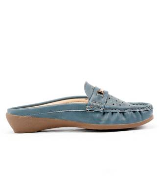 Women Synthetic Leather Slip-On Loafers -Blue 4