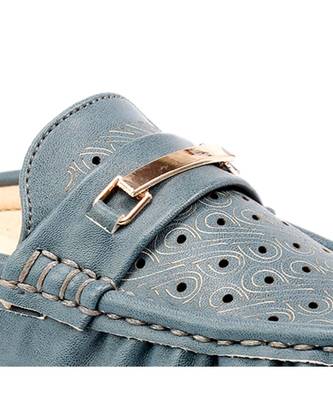 Women Synthetic Leather Slip-On Loafers -Blue 7