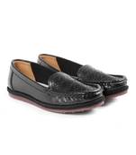 Women Synthetic Leather Slip-On Loafers -Black