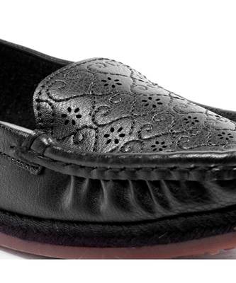 Women Synthetic Leather Slip-On Loafers -Black 2