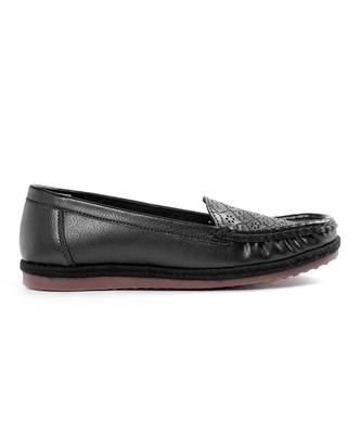 Women Synthetic Leather Slip-On Loafers -Black 3