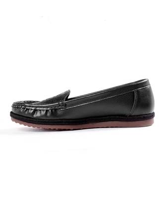 Women Synthetic Leather Slip-On Loafers -Black 6