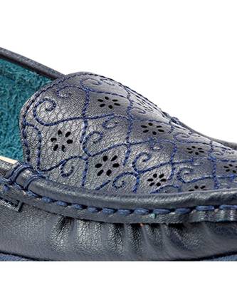 Women Synthetic Leather Slip-On Loafers -Blue 2