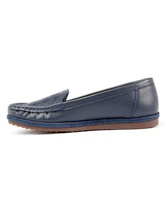 Women Synthetic Leather Slip-On Loafers -Blue 3