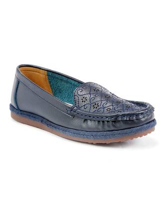 Women Synthetic Leather Slip-On Loafers -Blue 5