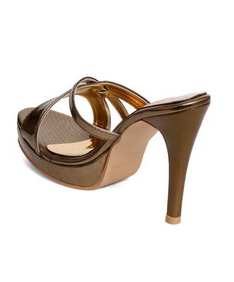 Women Gold Sandals Stiletto 7