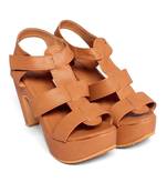 Women Brown Sandals Block
