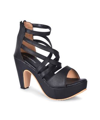 Women Black Sandals Block 5