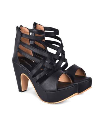 Women Black Sandals Block 7