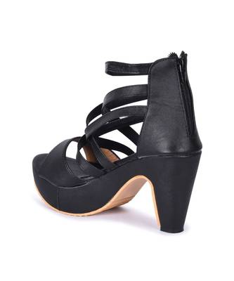 Women Black Sandals Block 8