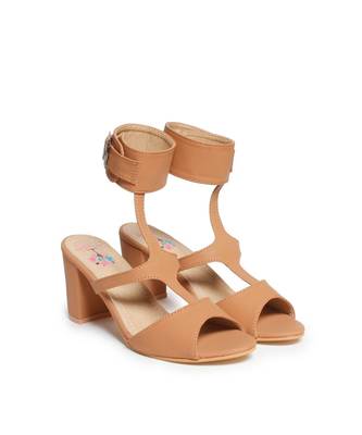 Women Tan Sandals Block 1