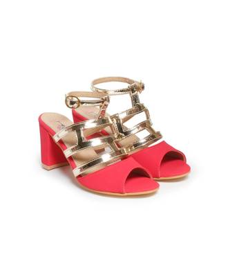 Women Red Sandals Block 1