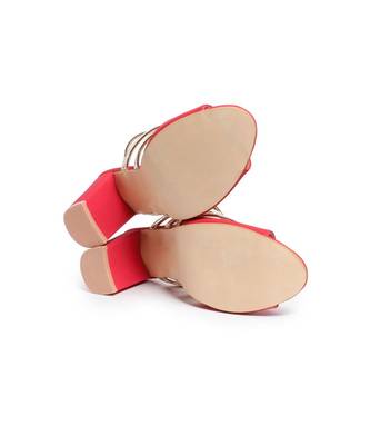 Women Red Sandals Block 3