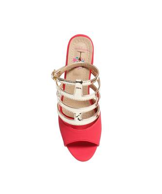 Women Red Sandals Block 4