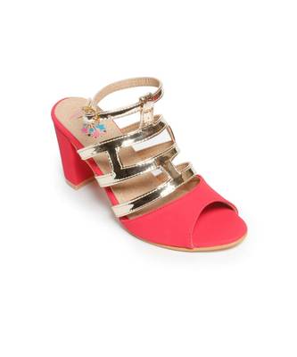 Women Red Sandals Block 5
