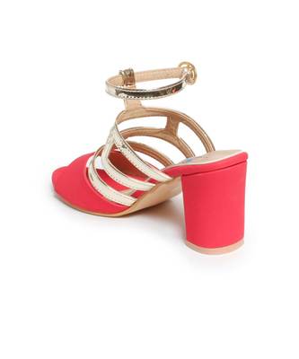 Women Red Sandals Block 7