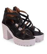 Women Black Sandals Block