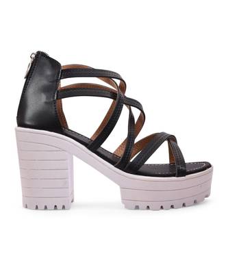 Women Black Sandals Block 2