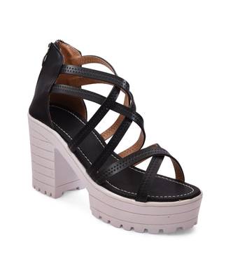 Women Black Sandals Block 5