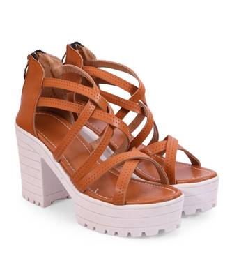 Women Brown Sandals Block 1