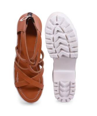 Women Brown Sandals Block 4