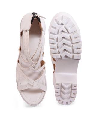 Women White Sandals Block 4