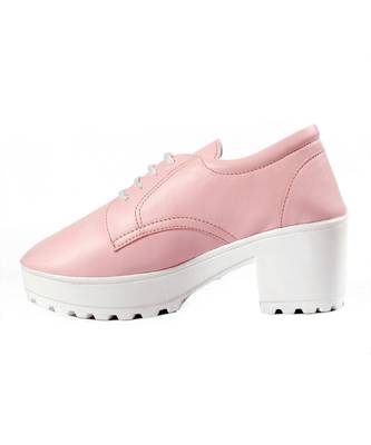 Women Baby Pink Heeled Boots Block 3