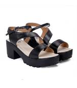 Women Black Sandals Block