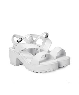Women White Sandals Block 1