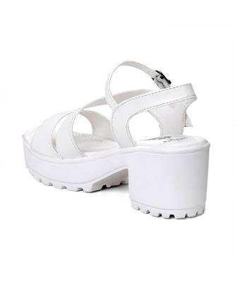 Women White Sandals Block 4