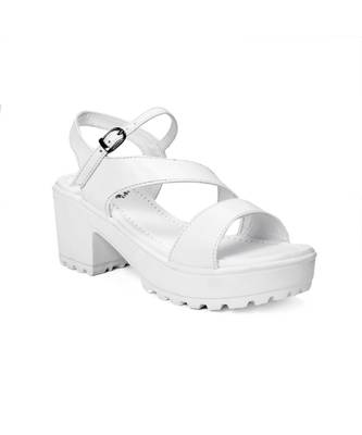 Women White Sandals Block 5