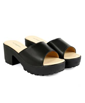 Women Slip-ons Black Block Heels 1