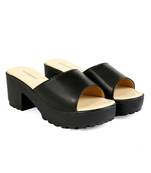 Women Slip-ons Black Block Heels