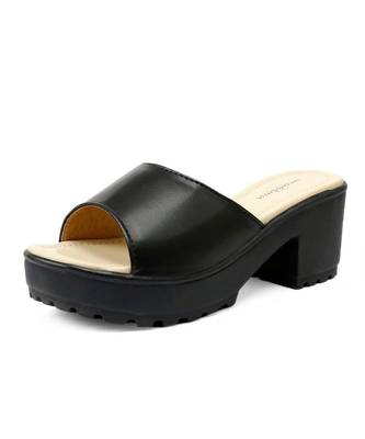 Women Slip-ons Black Block Heels 2